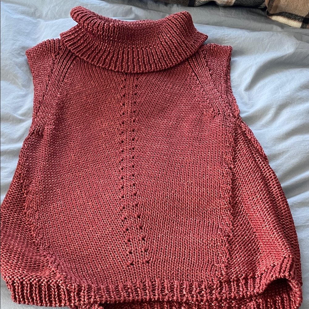 White House Black Market Sleeveless Cowl Sweater - Brick Red
